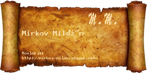 Mirkov Milán névjegykártya